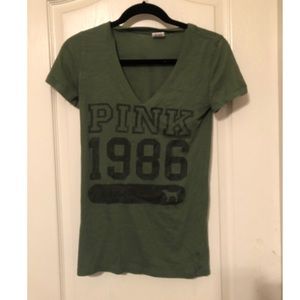 ARMY GREEN PINK VICTORIA SECRET SHIRT